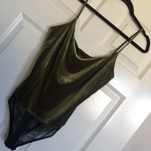 Green Velvet BCBG MaxzAzria Thong Bodysuit